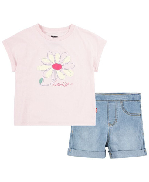 Toddler Girls Floral Dolman T-shirt and Shorts Set