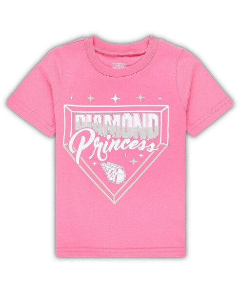 Toddler Girls Pink Cleveland Guardians Diamond Princess T-shirt