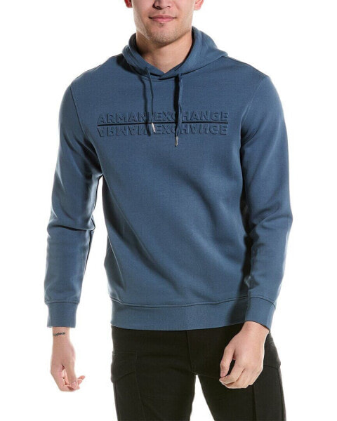 Armani Exchange Embossed Logo Hoodie Men's Blue Xs