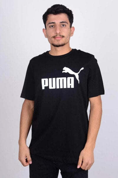 Футболка мужская PUMA 586666-01 с принтом велосипедного воротника черного цвета