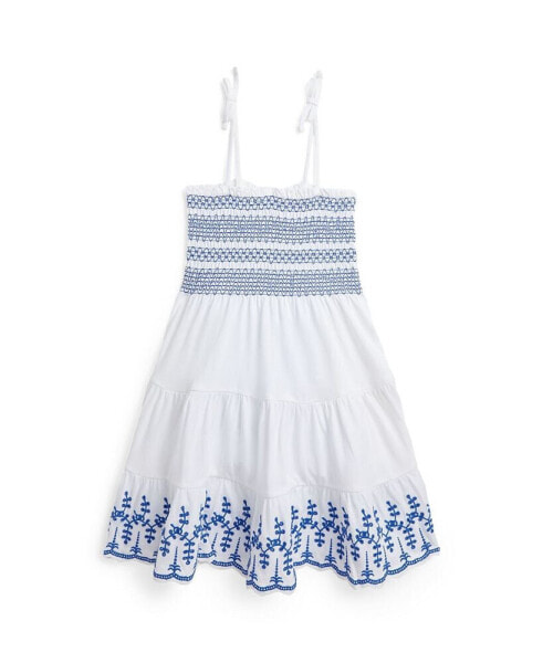 Платье для малышей Polo Ralph Lauren смокируется "Smocked Eyelet" из хлопкового джерси