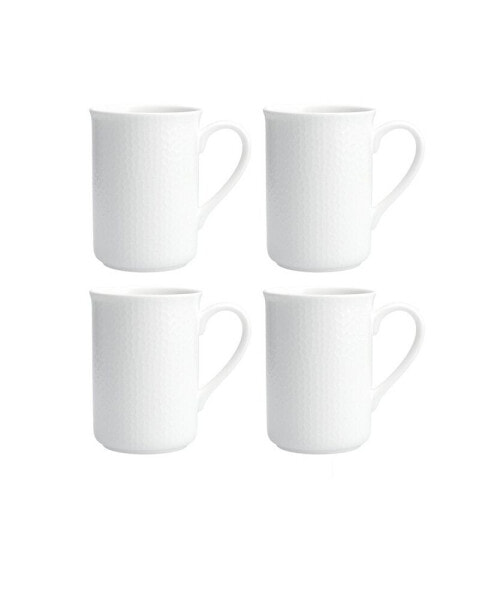 Amanda White Embossed Mugs, Set of 4