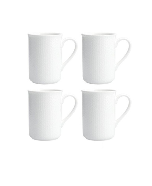 Amanda White Embossed Mug 12oz, Set/4