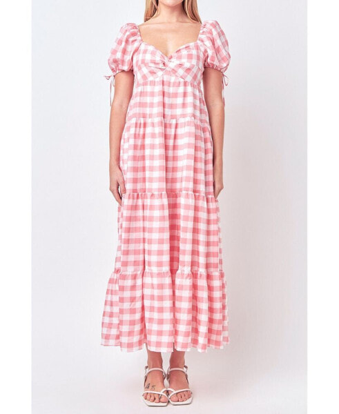 Women's Knotted Gingham Dress