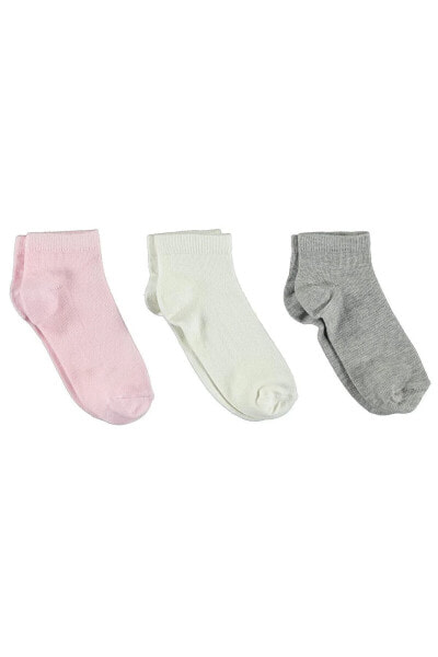 Kız Çocuk 3'lü Patik Çorap Set 2-12 Yaş Beyaz