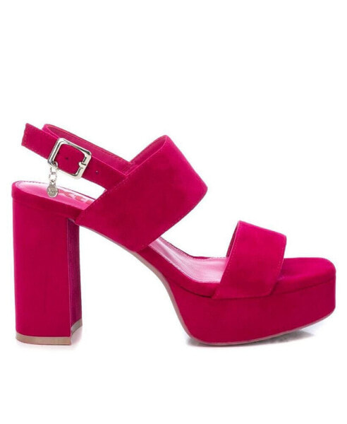 Women's Heeled Suede Sandals With Platform By Pink