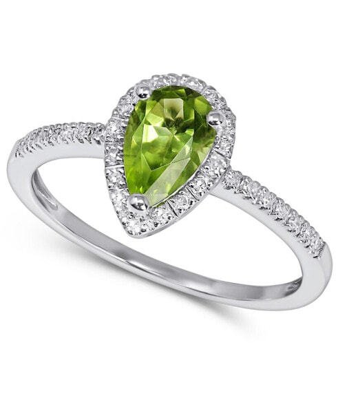 Peridot (5/8 ct. t.w.) & Diamond (1/8 ct. t.w.) Ring in 14k White Gold