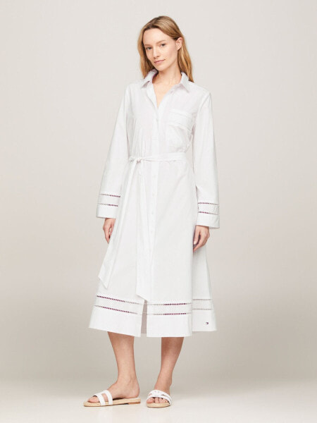 Eyelet Trim Shirtdress