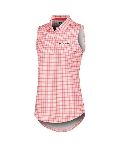 Women's Pink The Players Gingham Sleeveless Polo