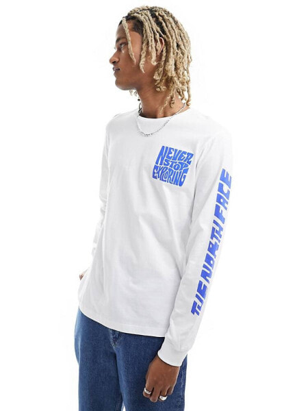 The North Face Mountain graphic long sleeve t-shirt in white