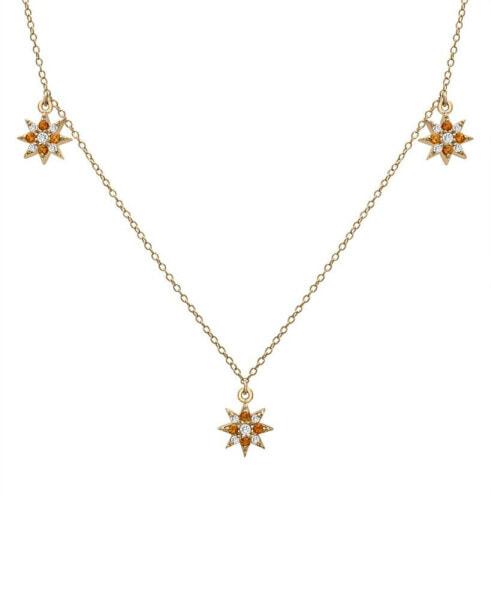 Macy's citrine (1/4 ct. t.w.) & Lab-grown White Sapphire (1/5 ct. t.w.) Star Dangle Collar Necklace in 14k Gold-Plated Sterling Silver, 16" + 2" extender