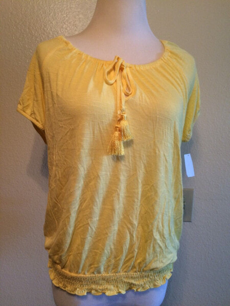 Блузка с разрезом INC International Concepts для женщин короткий рукав Желтый S