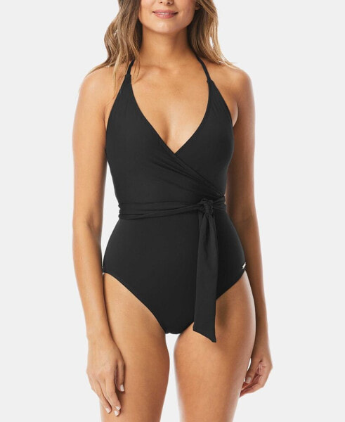 V-Neck Wrap-Tie One-Piece Swimsuit