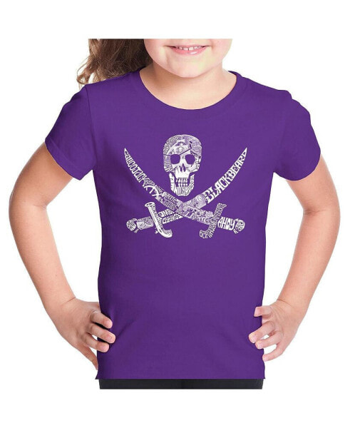 Big Girl's Word Art T-shirt - PIRATE CAPTAINS, SHIPS AND IMAGERY