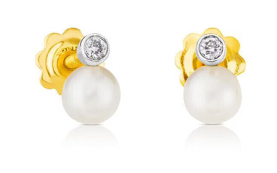 Gold earrings with pearls and diamonds 1003626100