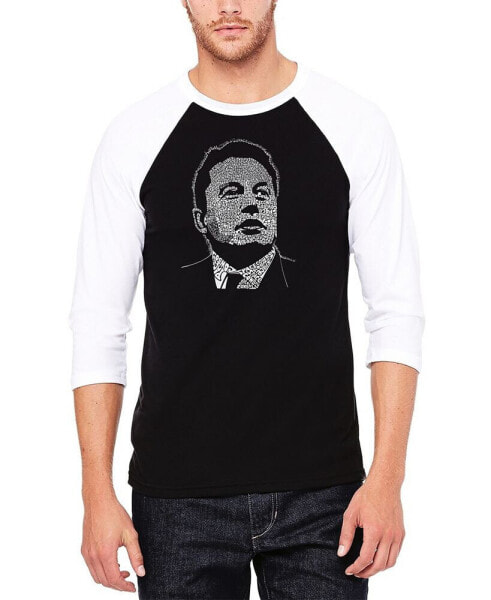 Men's Raglan Baseball 3/4 Sleeve Elon Musk Word Art T-shirt