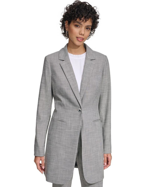 Women's One-Button Long Blazer