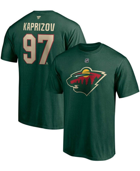 Men's Kirill Kaprizov Green Minnesota Wild Authentic Stack Name and Number T-shirt