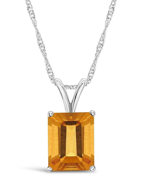 Macy's citrine (3-1/7 ct. t.w.) Pendant Necklace in 14K White Gold