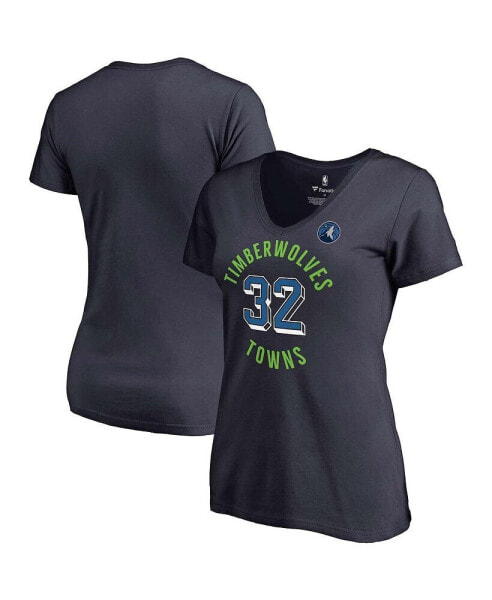 Women's Karl-Anthony Towns Navy Minnesota Timberwolves Notable Name and Number V-Neck T-shirt