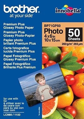 Brother BP71GP50 Premium Glossy Photo Paper - 260 g/m² - White - 265 µm - 50 sheets - 102 x 152 mm