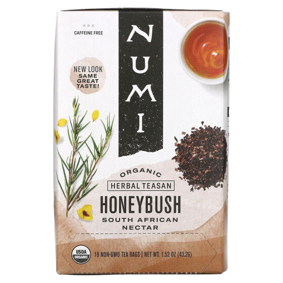 Numi Tea, Organic Herbal Teasan, Honeybush, без кофеина, 18 чайных пакетиков, 43,2 г (1,52 унции)