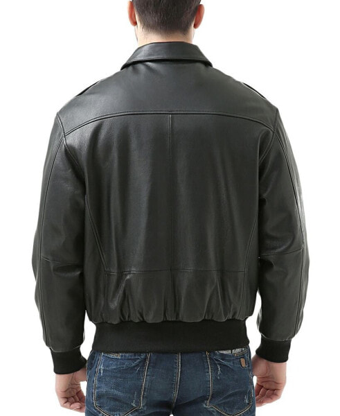 Men A-2 Leather Flight Bomber Jacket - Big and Tall