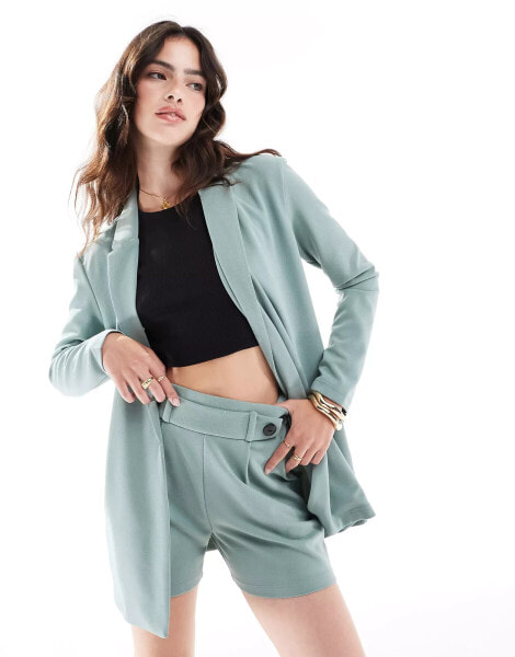 JDY relaxed blazer co-ord in teal