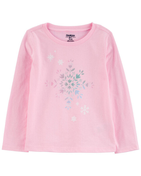 Toddler Snowflake-Print Long-Sleeve Shirt - Pink 5T