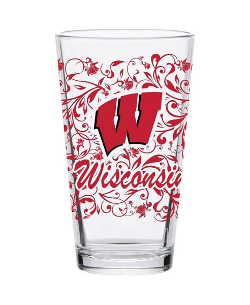 Пивной стакан с цветочным узором Indigo Falls Wisconsin Badgers 16 унций