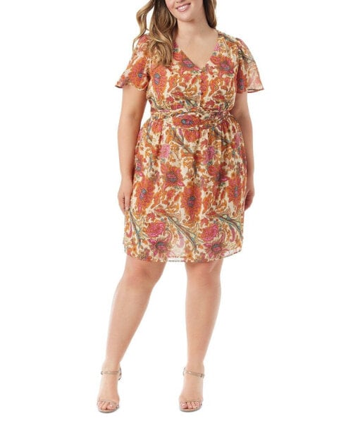 Trendy Plus Size Short-Sleeve V-Neck A-Line Dress