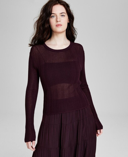 Women's Thin Ribbed Long-Sleeve Sweater, Created for Macy's