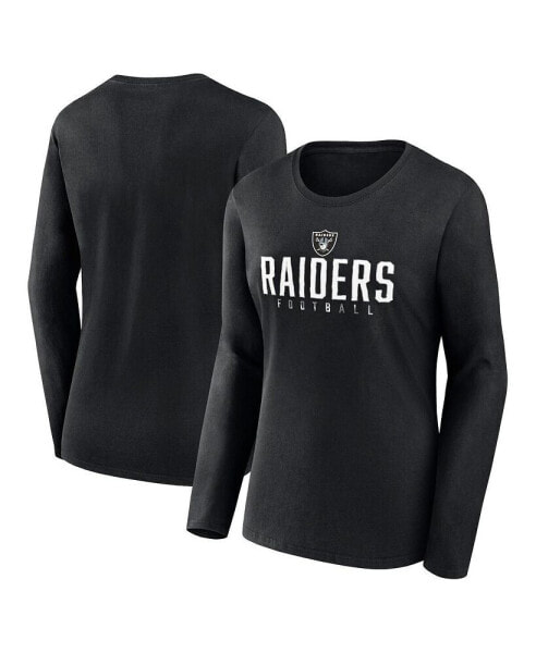 Женская футболка с длинным рукавом Fanatics Las Vegas Raiders Plus Size Foiled Play черного цвета