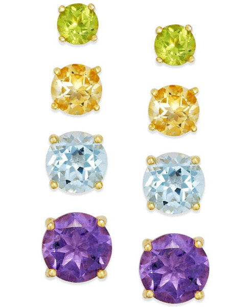 Серьги Macy's Multi-Stone Stud in 18k Gold