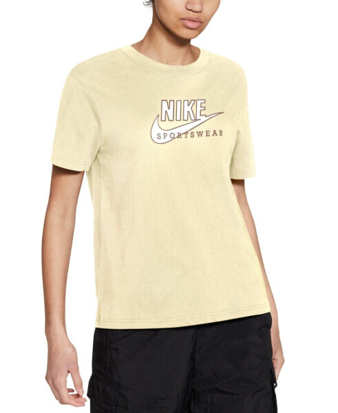 Nike 280001 Women's Sportswear Cotton Heritage T-Shirt Size Large Yellow