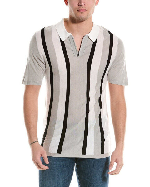 Industry Vertical Stripe 1/4-Zip Polo Shirt Men's