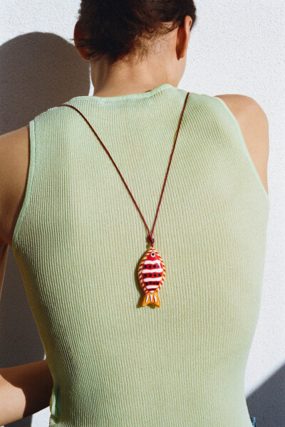 Cord necklace with fish