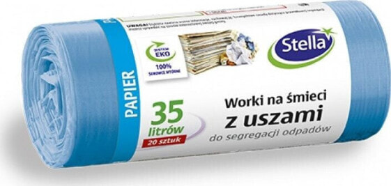 Stella Worki z uszami STELLA, do segregacji odpadów papierowych, 35 l, 20 szt., niebieskie, niebieski