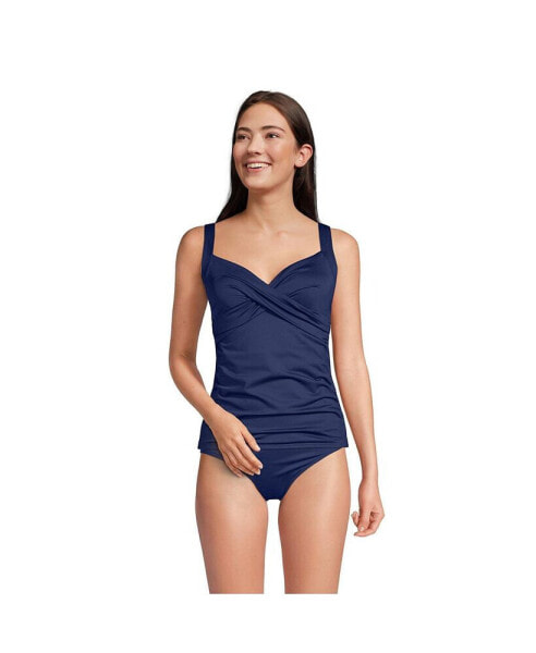 Petite V-Neck Wrap Underwire Tankini Swimsuit Top Adjustable Straps