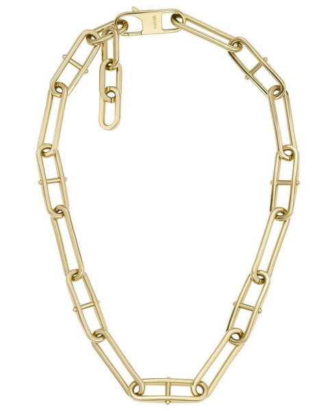 Fossil heritage D Link Gold-tone Stainless Steel Chain Necklace