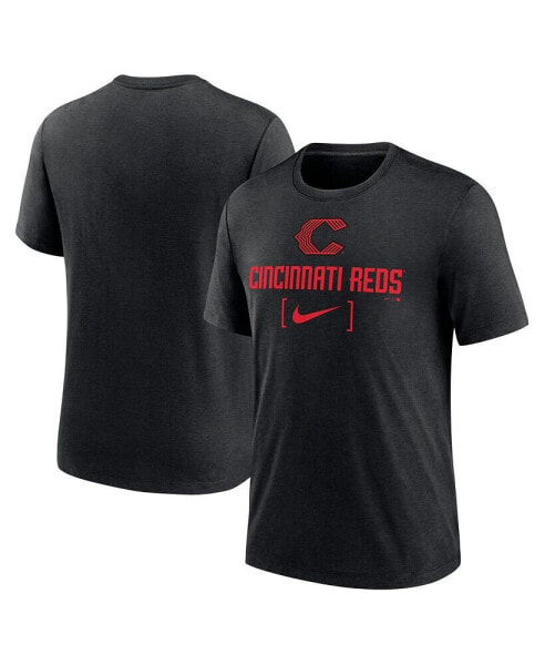 Men's Heather Black Cincinnati Reds City Connect Tri-Blend T-Shirt