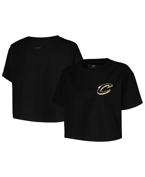 Women's Black Cleveland Cavaliers Holiday Glam Boxy T-shirt