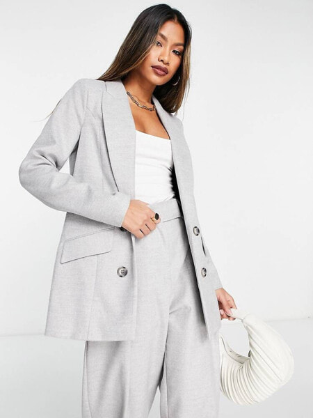 River Island co-ord button front blazer in light grey