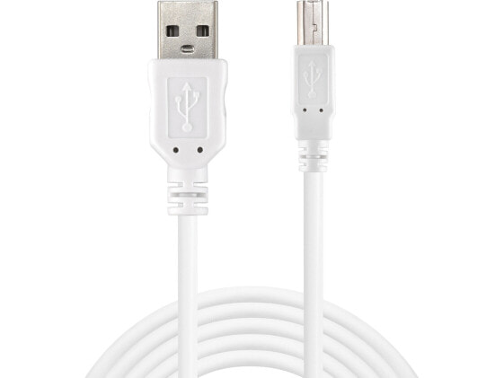 SANDBERG USB 2.0 A-B male 1.8 m - 1.8 m - USB A - USB B - USB 2.0 - Male/Male - White