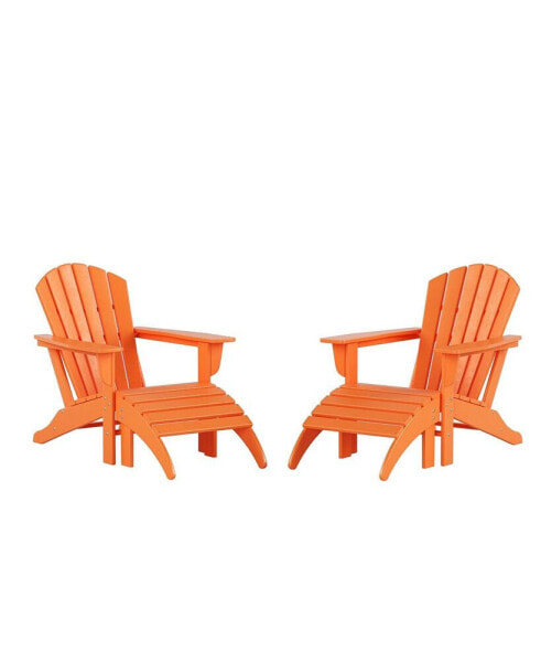 Adirondack Chair with Footrest Ottoman Set (Set of 2)