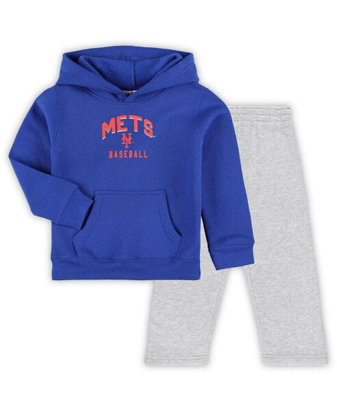 Toddler Boys and Girls Royal, Gray New York Mets Play-By-Play Pullover Fleece Hoodie and Pants Set