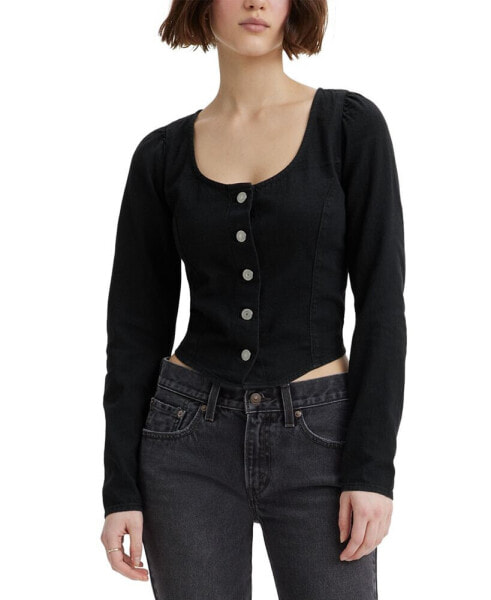 Women's Daryn Cotton Long-Sleeve Corset Blouse