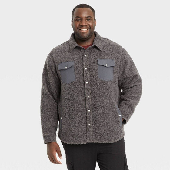 Men's Big & Tall Sherpa Shirt Jacket - Goodfellow & Co Gray 3XLT