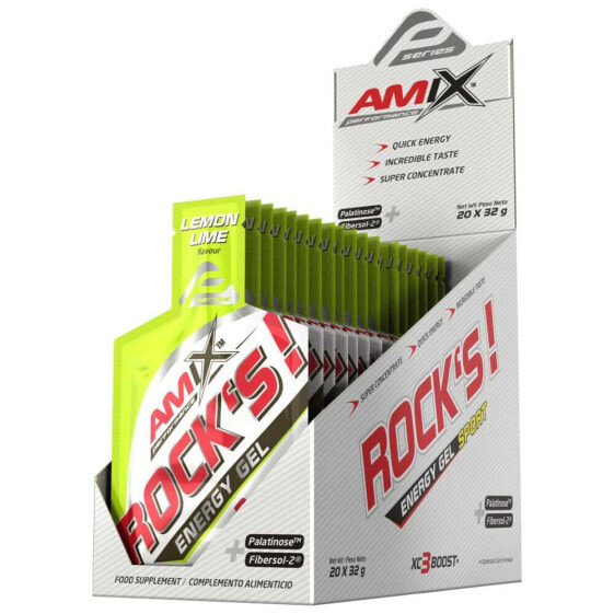 AMIX Rock´s 32g 20 Units Lemon Energy Gels Box