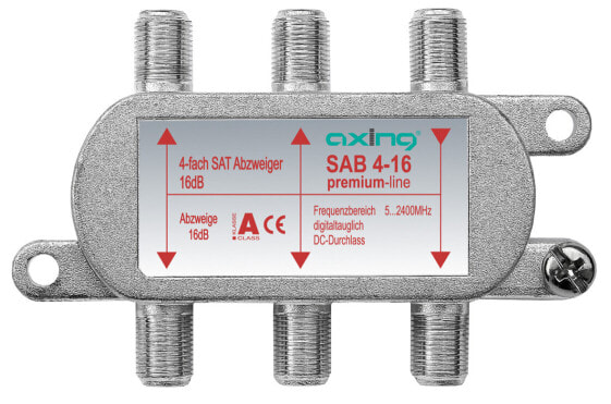 axing SAB 4-16 - Cable splitter - 5 - 2400 MHz - Aluminum - Male/Female - 16 dB - F